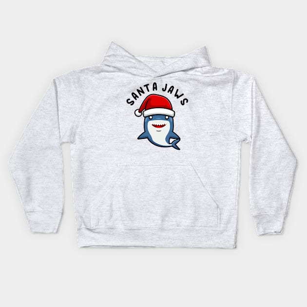 Santa Jaws Shark Christmas Pun Kids Hoodie by Daytone